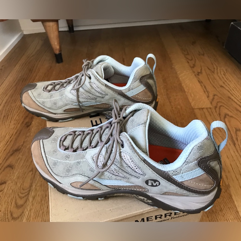 Merrell hiking shoes mint/tan/blue size 9/40 - Picture 2 of 10